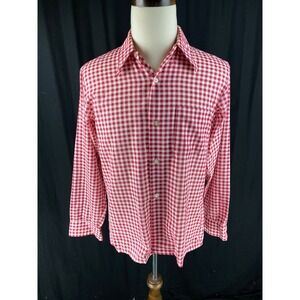 Golden Key Collection Vtg 70s Mens M Permanent Press Gingham Plaid Button Shirt